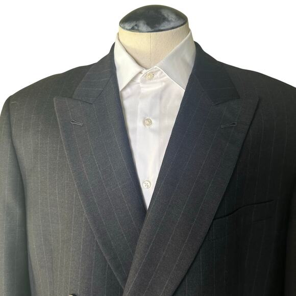 Joseph Abboud Men 46L Double Breasted Blazer Sport Coat BLazer Super 100s - Picture 2 of 12
